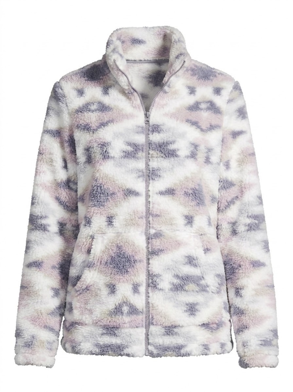 Free Country Plush Full-Zip Teddy Jacket in White and Lavender